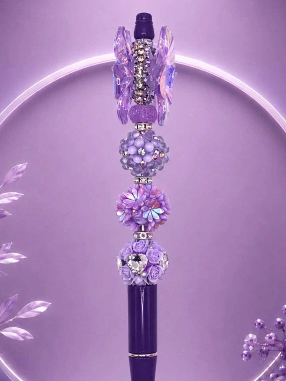 Purple Floral Beaded Pen
